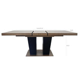 KUVADAZ 78.74" Extendable Dining Room Table for 6 8 10, Modern Farmhouse Wooden Long Large Rectangular Expanding Conference Kitchen Table with Dual Columns Base, Brown+Black KUVADAZ