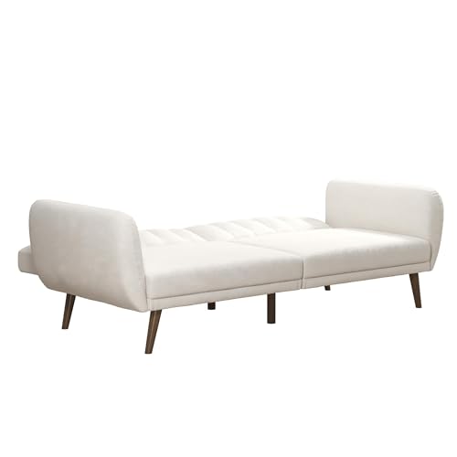 Novogratz Brittany 81.5" Futon Sofa Bed and Couch Sleeper, Ivory Boucle Novogratz
