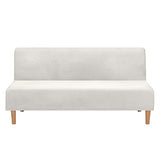 ele ELEOPTION 3 Seat Armless Sofa Bed Cover Stretch Slipcover Velvet Thicker Full Size Folding Cushion Couch Covers Furniture Protector Sofa Futon Cover White Color ele ELEOPTION