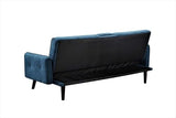 Container Furniture Direct Leno 72" Sleeper Sofa Bed - Convertible Folding Backrest to Full Bed with Cup Holder & Drop-Down Table - Space Saving Linen Sofa for Small Spaces - Easy Assembly, Blue Container Furniture Direct