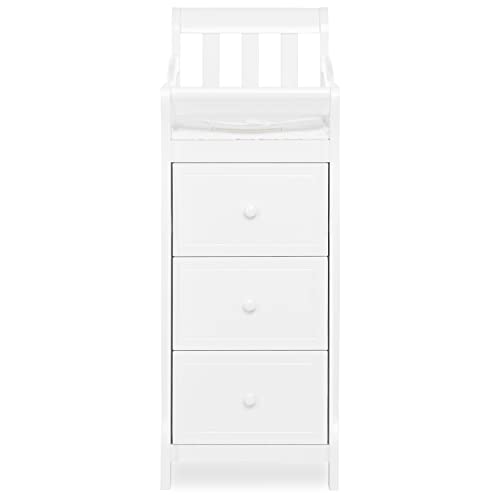 Dream On Me 5-in-1 Brody Full Panel Convertible Crib in White with Changer, Spacious Drawers, Detachable Changing -Table, 1''Changing Pad