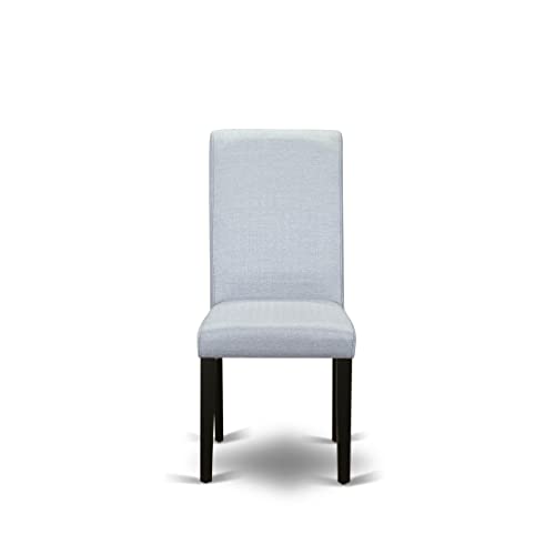 East West Furniture Lassale 11 Piece Set Includes a Rectangle Dining Room Table with Butterfly Leaf and 10 Grey Linen Fabric Upholstered Chairs, 42x92 Inch, Distressed Jacobean East West Furniture