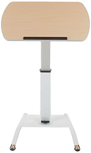 Luxor LX-PNADJ-LW Pneumatic Adjustable-Height Lectern/Mobile Standing Desk - Light Wood Luxor