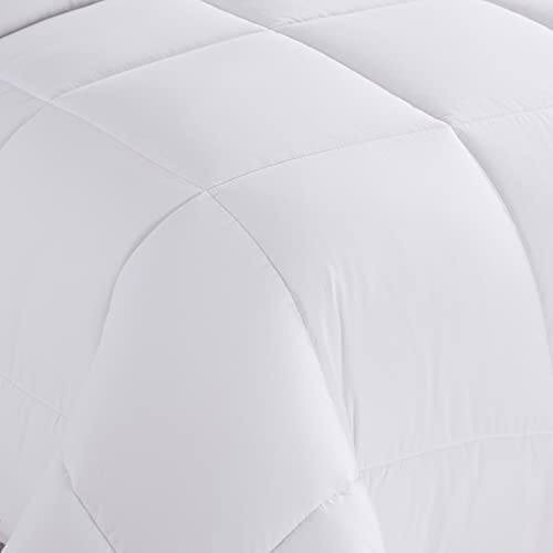 Sweet Home Collection 5 Piece Comforter Set Bag Solid Color All Season Soft Down Alternative Blanket & Luxurious Microfiber Bed Sheets, White, Twin Sweet Home Collection