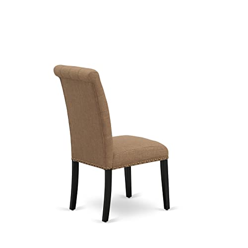 East West Furniture Lassale 11 Piece Dining Set Includes a Rectangle Wooden Table with Butterfly Leaf and 10 Light Sable Linen Fabric Upholstered Chairs, 42x92 Inch, LABR11-71-17 East West Furniture