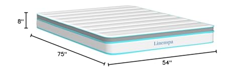 Linenspa 8 Inch Memory Foam and Spring Hybrid Mattress - Medium Firm Feel - Bed in a Box - Quality Comfort and Adaptive Support - Breathable - Cooling - Guest and Kids Bedroom - Full Size Linenspa