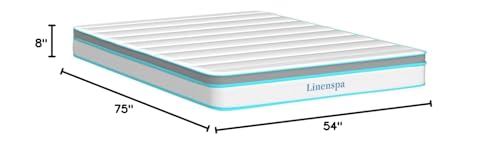 Linenspa 8 Inch Memory Foam and Spring Hybrid Mattress - Medium Firm Feel - Bed in a Box - Quality Comfort and Adaptive Support - Breathable - Cooling - Guest and Kids Bedroom - Full Size