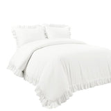 Lush Decor Reyna Ruffle Cotton Duvet Cover Set 3 Piece Set King, Pure White - King Size Bedding Set - White Duvet King- Ruffled Bedding - Coquette Decor Lush Decor