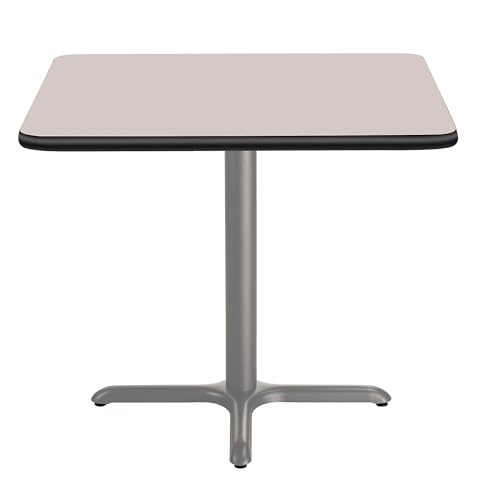 National Public Seating NPS 36" Square Cafe Table with X Base, 30" Height, Particleboard Core/T-Mold, Grey Nebula Top, Grey Frame National Public Seating