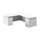 Bush Business Furniture 72-inch Height Adjustable L Shaped Standing Desk with Drawers, Ergonomic Sit-Stand Computer Table for Office, Stratus Collection, White with White Base Bush Furniture