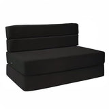 D&D Futon Furniture Folding Foam Mattress, Sofa Chair Bed, Floor Studio Guest Beds Lounger Convertible Ottoman Bench (Queen Size, Black) D&D Futon Furniture