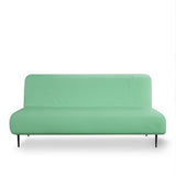 LANE LINEN Armless Futon Cover - Easy Stretchable Futon Covers Full Size, Soft Elastic Textured Fabric Sofa Bed Cover, Sofa Protector Cover for Kids, Machine Washable Couch Slipcover - Neptune Green LANE LINEN