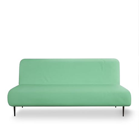 LANE LINEN Armless Futon Cover - Easy Stretchable Futon Covers Full Size, Soft Elastic Textured Fabric Sofa Bed Cover, Sofa Protector Cover for Kids, Machine Washable Couch Slipcover - Neptune Green LANE LINEN