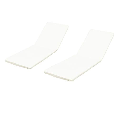 Christopher Knight Home 309784C Shane Chaise Lounge Cushion Outdoor Set of 2 with Removable Cover, 2 Piece Water-Resistant Lounge Chair Cushion 78.75" L x 23.75" W x 1.5" H Cream Christopher Knight Home