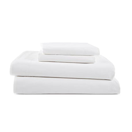 3 Piece Twin Sheets Set | Twin Bed Sheets Set – Light Weight, Soft Breathable Sheets | Brushed Cotton Rich Blend | Secure-Fit, Wrinkle Resistant, Durable, Easy Care Bed Sheets | Comfy Sheets | White Martex