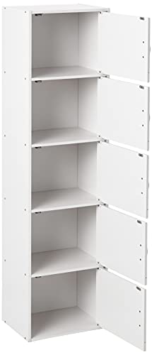 HODEDAH IMPORT Bookcase, White, 5 Door