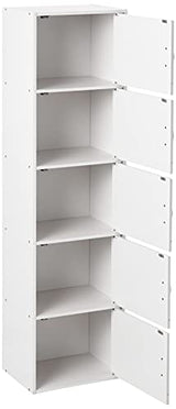 HODEDAH IMPORT Bookcase, White, 5 Door Hodedah