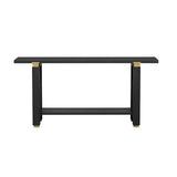 63" Modern Minimalist Console Table with Open Bottom Storage Shelf, Versatile Buffet Sideboard, Solid Wood Sofa Side Table with Metal Accents for Entryway, Hallway and Living Room (Black-05) HZSMHDZKJ
