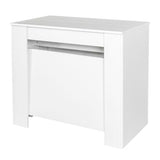 Extendable Console Table, Mid Century Modern Expandable Dining Table with Extension Leaves Holder, 20" to 118" Rectangular Dinner Table for Kitchen, Living Room (White) CWKISS