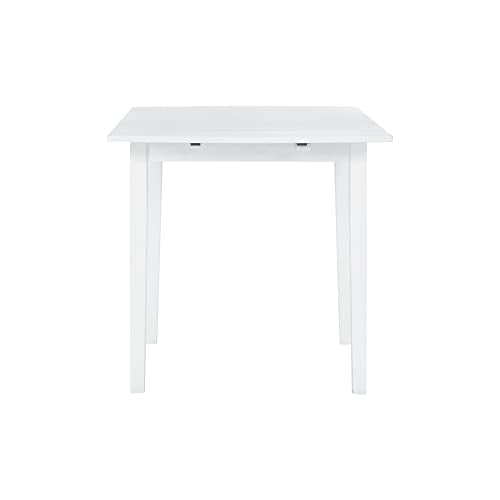 Linon White 30" Square 30" X 48" Fully Extended Torino Drop Leaf Table - WoodArtSupply