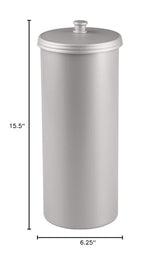 InterDesign Kent Plastic Toilet Paper Tissue Roll Reserve Canister, Free-Standing Organizer for Master, Guest, Kid's, Office Bathroom or Closet, 6.5" x 6.5" x 15.5", Silver InterDesign
