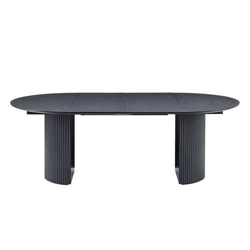 JURMALYN 78" Black Round Dining Table for 6 8 Extendable Dining Table Oval Dining Room Table with Extension for Kitchen Living Room 47.24" to 86.61" JURMALYN