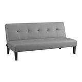 Naomi Home Gray Faux Leather Futon Sofa Bed, Modern Convertible Sofa with Wooden Legs, Reclining Small Couch Bed, Durable and Sturdy, 66'D x 32'W x 31'H Naomi Home