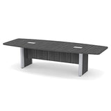 Thaweesuk Shop 10 ft Gray Luxurious Modern Boat Shaped Conference Table Wood Hide Wires Inside Elliptical Silver Metal Legs Desk Grommets Racetrack Boardroom Meeting Room Office Furniture Business Generic