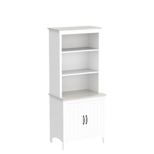 HOMCOM 70" White Kitchen Hutch with Adjustable Shelves and Open Countertop Storage HOMCOM