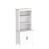 HOMCOM 70" White Kitchen Hutch with Adjustable Shelves and Open Countertop Storage HOMCOM
