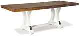 Signature Design by Ashley Valebeck Farmhouse Rectangular Extension Dining Table, Fits up to 8, White & Brown Signature Design by Ashley