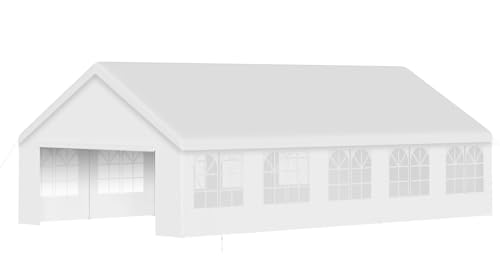 20'X32' Party Tent with Removable Sidewall Windows, Outdoor Heavy Duty Wedding Gazebo, Event Shelter Wedding Canopy Tent for Parties Carport BBQ, White & Straight Edge CuisinSmart