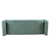 HomePop Home Decor | Upholstered Modern Velvet Storage Ottoman Bench | Ottoman Bench with Storage for Living Room & Bedroom | Decorative Home Furniture, Aqua Blue HomePop