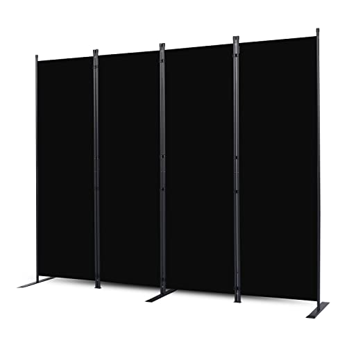 CHOSENM Room Divider, 4 Panel Folding Privacy Screens with Wider Feet, 6 Ft Portable Room Partition for Room Separator, Room Divider Panel 88" W X 71" H, Partition Room Dividers Freestanding，Black CHOSENM