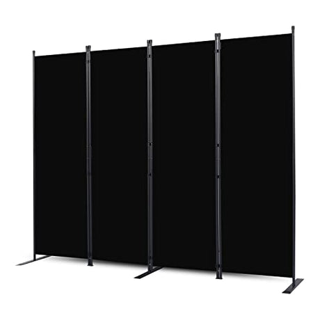 CHOSENM Room Divider, 4 Panel Folding Privacy Screens with Wider Feet, 6 Ft Portable Room Partition for Room Separator, Room Divider Panel 88" W X 71" H, Partition Room Dividers Freestanding，Black CHOSENM