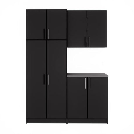 Prepac Elite Functional 4-Piece Garage Cabinets and Storage System Set F, Simplistic Garage Closet Shop Cabinets 16" D x 64" W x 89" H, Black, BRSX-1015-4M Prepac
