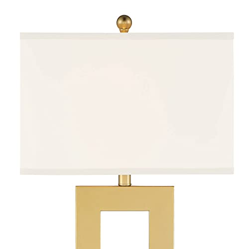 360 Lighting Marshall Modern Glam Luxury Table Lamp 30" Tall Gold Metal Open Base Oatmeal Rectangular Shade Decor for Living Room Bedroom House Bedside Nightstand Home Office Entryway 360 Lighting