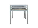 PVWIIK Twin Low Loft Bed with with Guardrail and Ladder for Girls,Boys - Rubberwood Frame,Grey PVWIIK