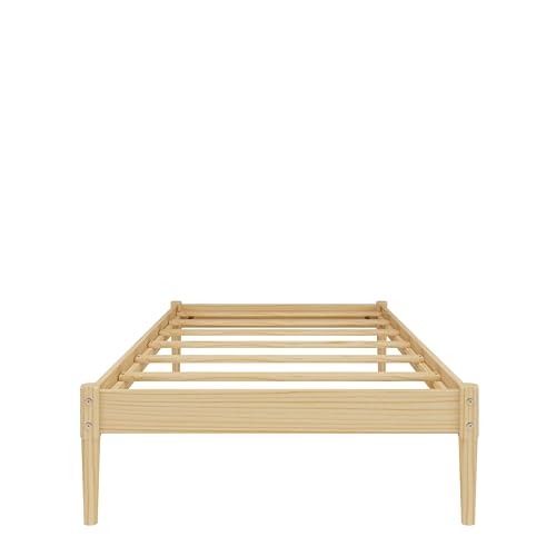 DHP Lorriana Twin Solid Pine Wood Platform Bed Frame - Natural Finish DHP