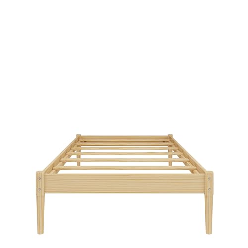 DHP Lorriana Twin Solid Pine Wood Platform Bed Frame - Natural Finish - WoodArtSupply