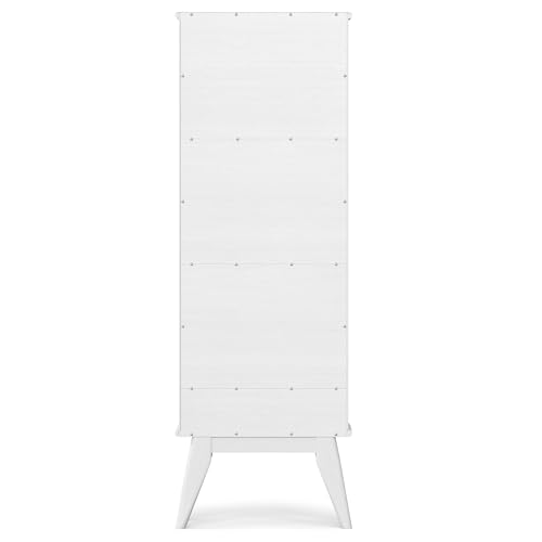 SIMPLIHOME Draper Solid Hardwood 64 inch x 22 inch Mid Century Modern Bookcase and Storage Unit in White for The Living Room, Study Room and Office SIMPLIHOME