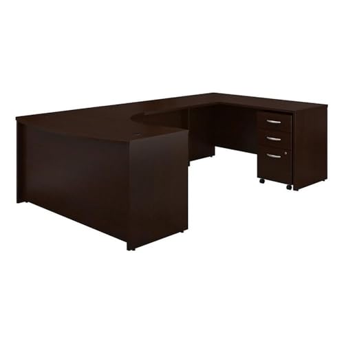 Bush Business Furniture Series C 60W Right Handed Bow Front U Shaped Desk with Mobile File Cabinet in Mocha Cherry Bush Furniture