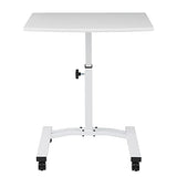 Seville Classics Airlift Mobile Height Adjustable Laptop Stand Computer Workstation for Sitting Classroom Home Office Medical Table w/Wheels, Flat Desk 24", White Seville Classics