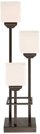 Franklin Iron Works Modern Console Table Lamp 29 1/2" Tall with USB Ports A+C Charging Bronze Metal White Glass Square Shade for Bedroom Living Room House Bedside Nightstand Home Office Entryway Franklin Iron Works