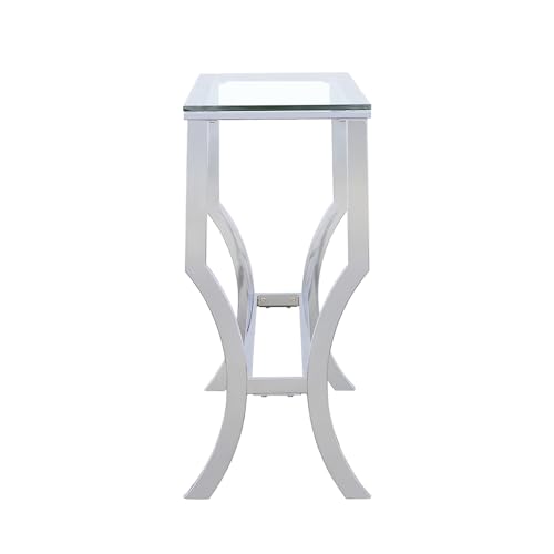 Coaster Home Furnishings - Saide - Metal and Glass - 43.5-Inch Rectangular Contempandary Table with Clear Tempered Glass Top - Entryway, Living Room, and Hallway - Chrome - 720339 Coaster Fine Furniture