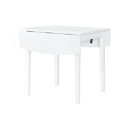 Linon White 30" Square 30" X 48" Fully Extended Torino Drop Leaf Table - WoodArtSupply