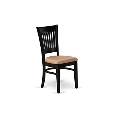 East West Furniture Vancouver Dining Linen Fabric Upholstered Wood Chairs, Set of 2, Black - WoodArtSupply