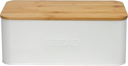OUTSHINE White Bread Box for Kitchen Countertop, Bread Box with Cutting Board Lid, White Bread Box, Small Bread Box, Bread Bin, Bread Holder for Kitchen Counter OUTSHINE