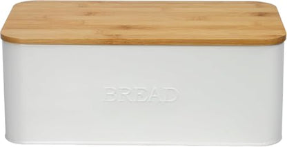 OUTSHINE White Bread Box for Kitchen Countertop, Bread Box with Cutting Board Lid, White Bread Box, Small Bread Box, Bread Bin, Bread Holder for Kitchen Counter