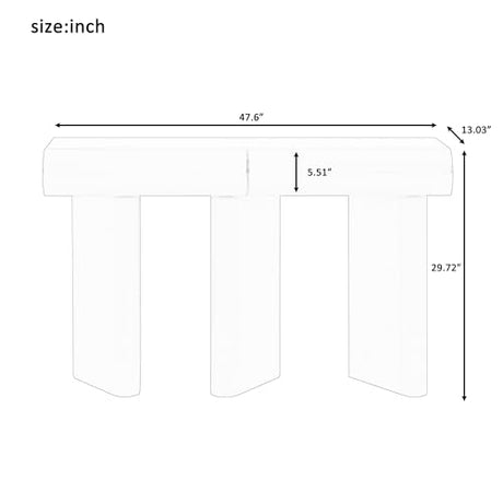 48" Stonehenge Style Modern Console Table with Storage Drawers, Wood Minimalism Industrial Curved Entryway Table for Entrance, Hallway, Living Room (Blue) Virubi